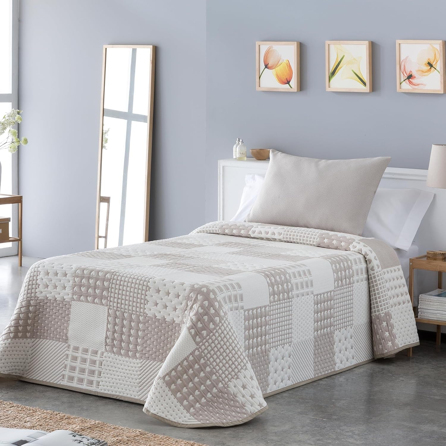 Sofia 21 light sprei voor tweepersoonsbedden van 180 en 200 cm, sprei voor bedden van 180 en 200 cm, Grijs Bedden en dekens Besuche den VIALMAN-Store Beige Cama 180: 270Cm X 270Cm