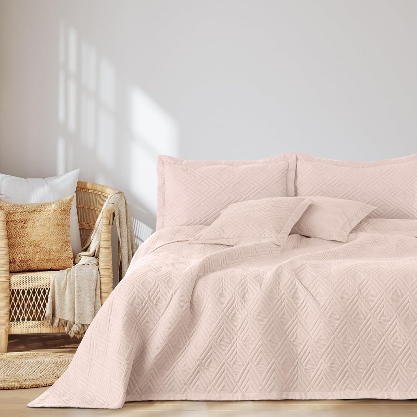 Ameliahome Sprei 170X210 Cm Dubbelzijdige Sprei Ultrasoon Quilten Polyester Ophelia Donkergroen Bedden en Dekens Besuche den AmeliaHome-Store Ophelia Poederroze 200X220 Cm