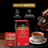 Twinings English Breakfast Black Tea 50g, 25 theezakjes, volle, ronde en sterke zwarte thee van de beste theeplantages in Sri Lanka en India. Zwarte thee, verpakking van 1 (1 x 50 g)