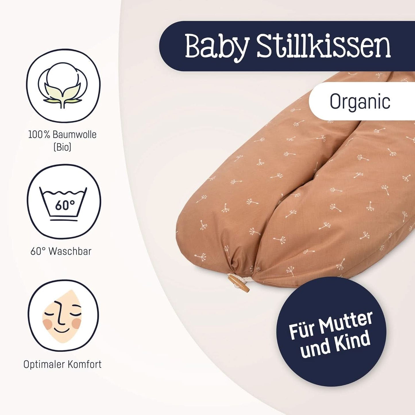 Julius Zöllner Biologisch voedingskussen 190 cm, vulling 42 liter Eps-microkralen, made in Germany Accessoires Voeding en borstvoeding Bebe Naty Shop
