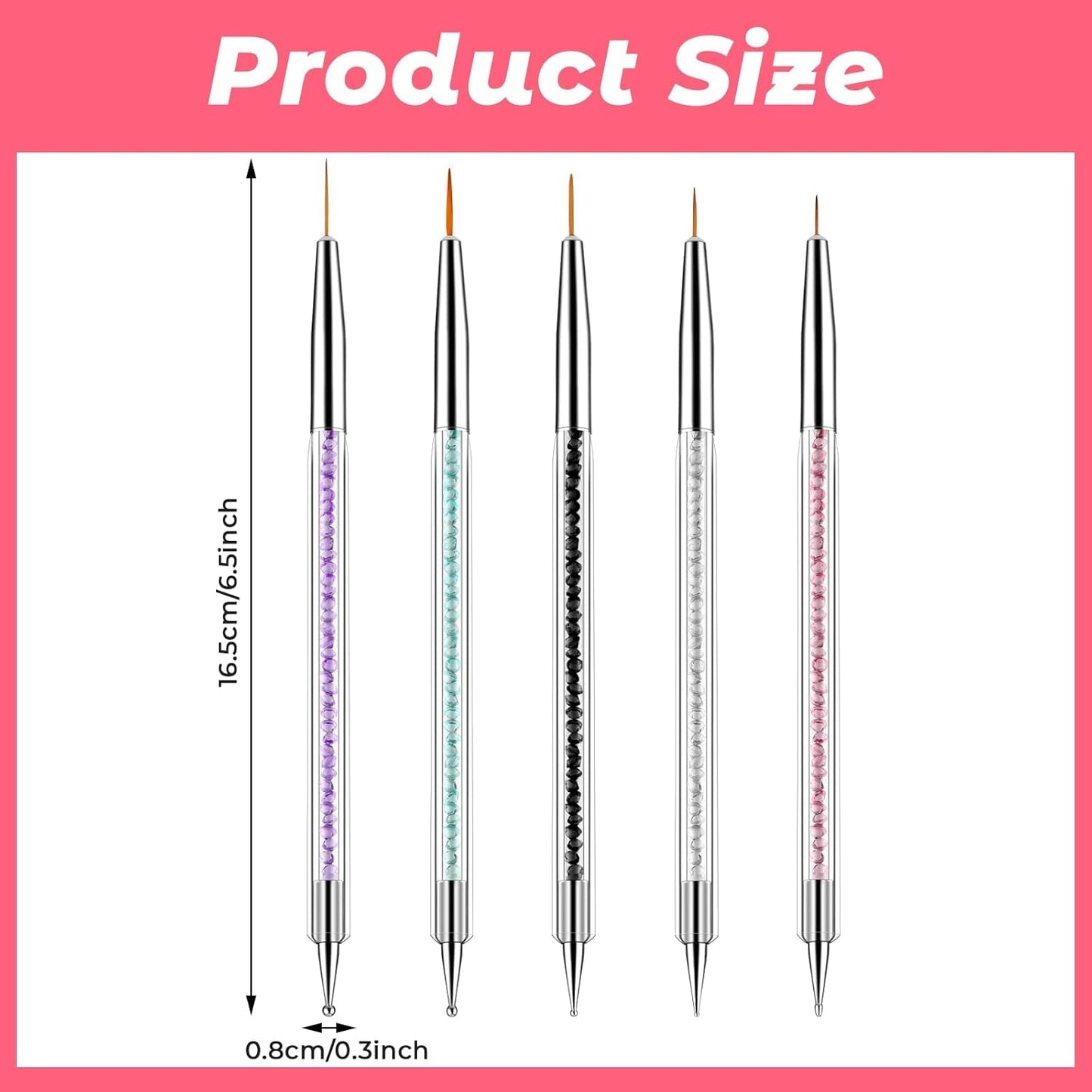 5 stuks Nail Art Pinsel Set Dotting Tool Nailart Pinsel Nageldesign Double Ended Dotting Pen Strass Professional Acryl Feinmalerei Nail Art Design