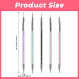 5 stuks Nail Art Pinsel Set Dotting Tool Nailart Pinsel Nageldesign Double Ended Dotting Pen Strass Professional Acryl Feinmalerei Nail Art Design