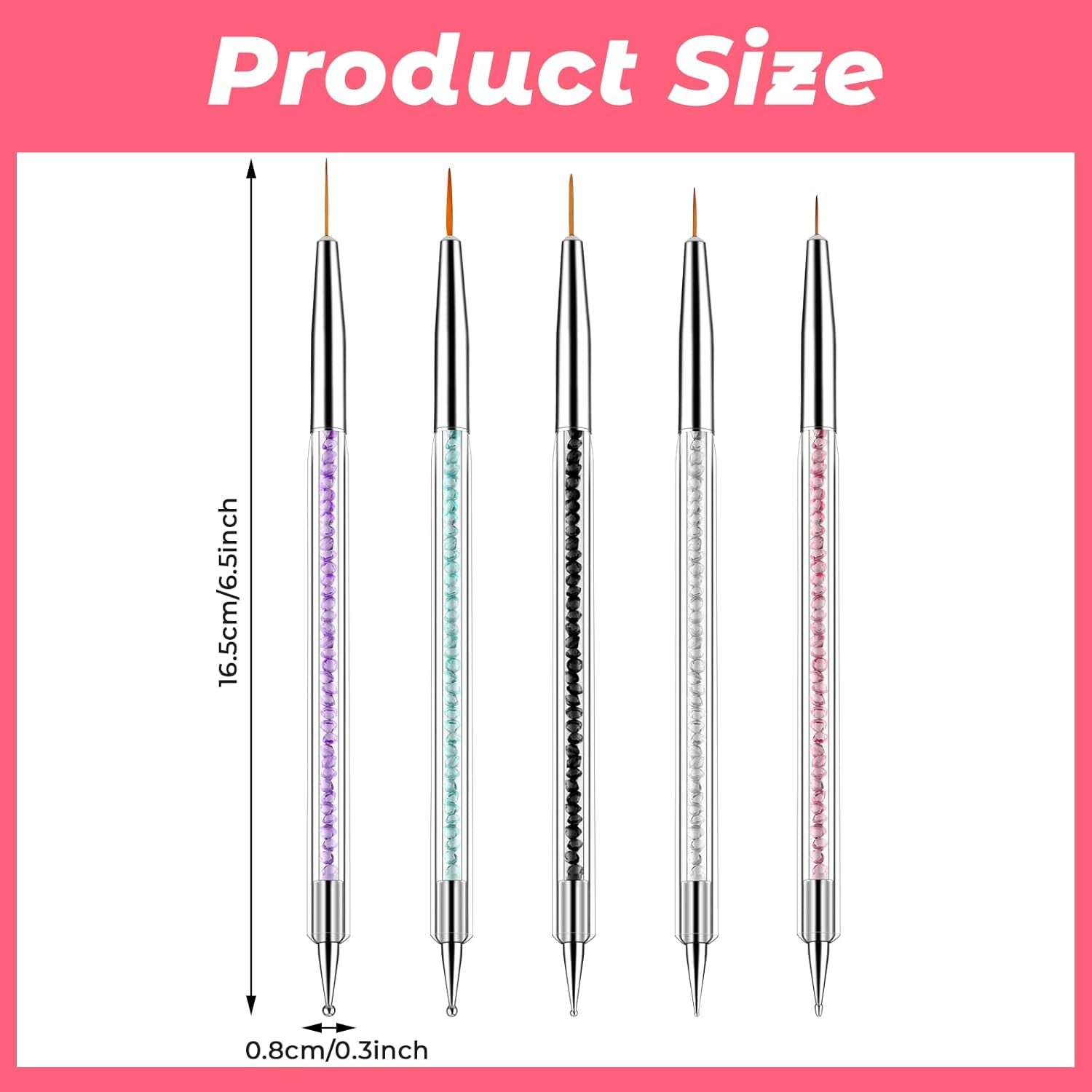 5 stuks Nail Art Pinsel Set Dotting Tool Nailart Pinsel Nageldesign Double Ended Dotting Pen Strass Professional Acryl Feinmalerei Nail Art Design