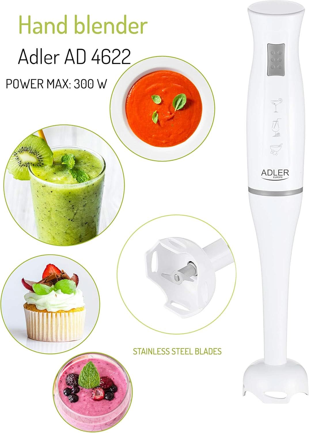 Adler AD4622 Mixer, kunststof, wit Keuken Naty Shop