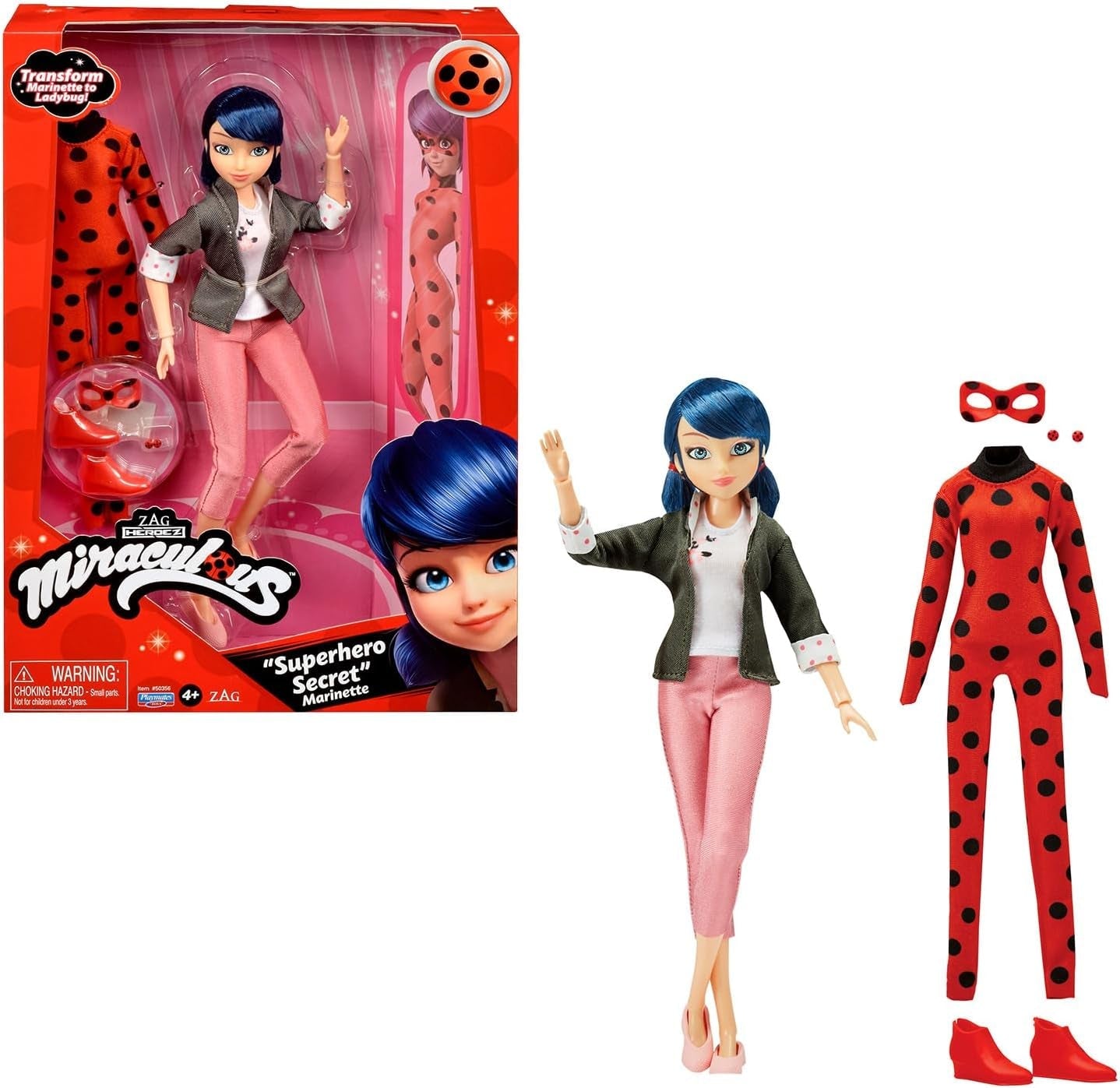 BANDAI - Wonderbaarlijk lieveheersbeestje - Modepop Marinette en Lieveheersbeestje - Gelede pop van 26 cm met 2 outfits - Wonderbaarlijke speelgoedgelede pop - Speelgoed voor kinderen vanaf 4 jaar - P50355
