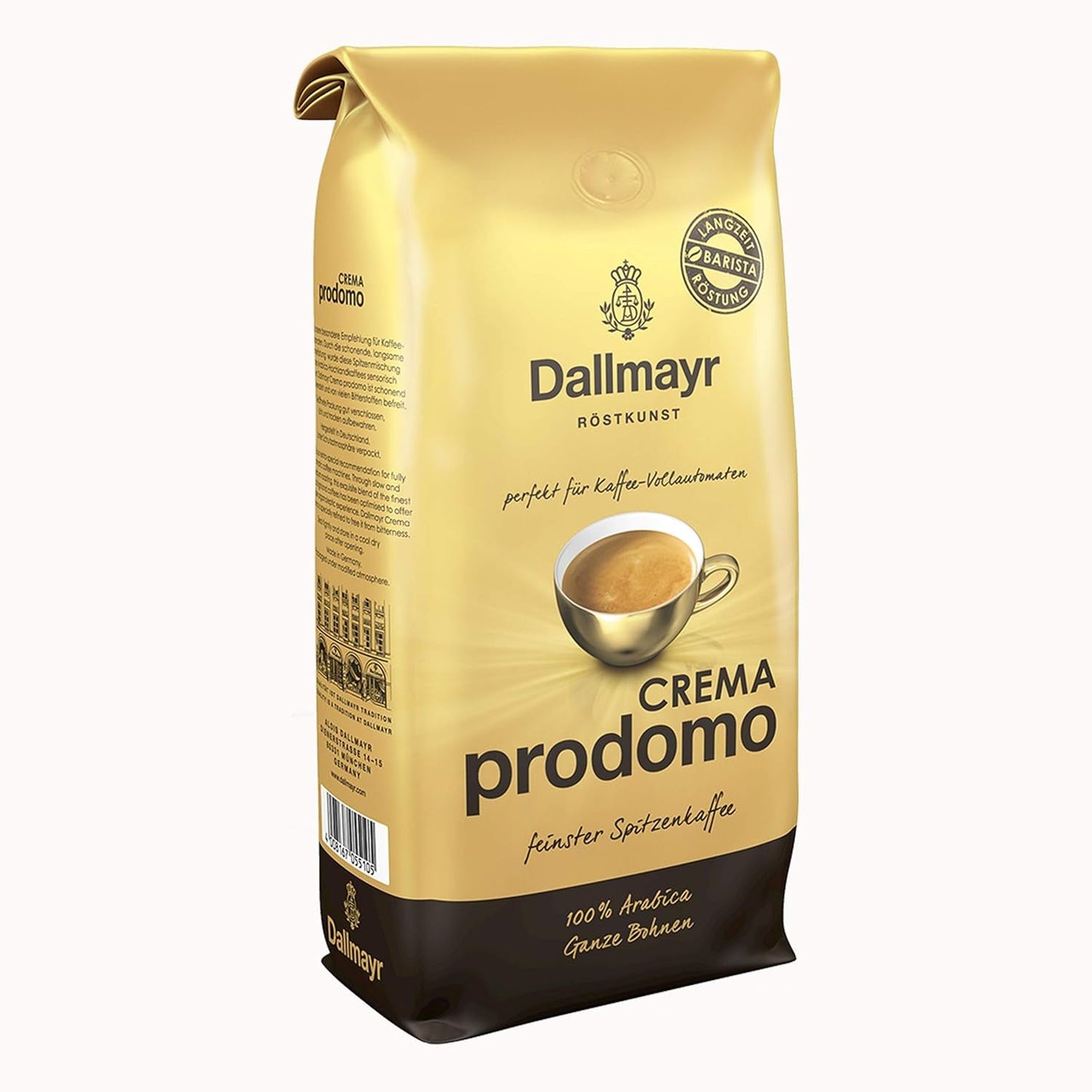 Prodomo crème, Bohnenkaffee, Röstkaffee, Kaffee, ganze Bohnen, Kaffeebohnen, 8 x 1000 g