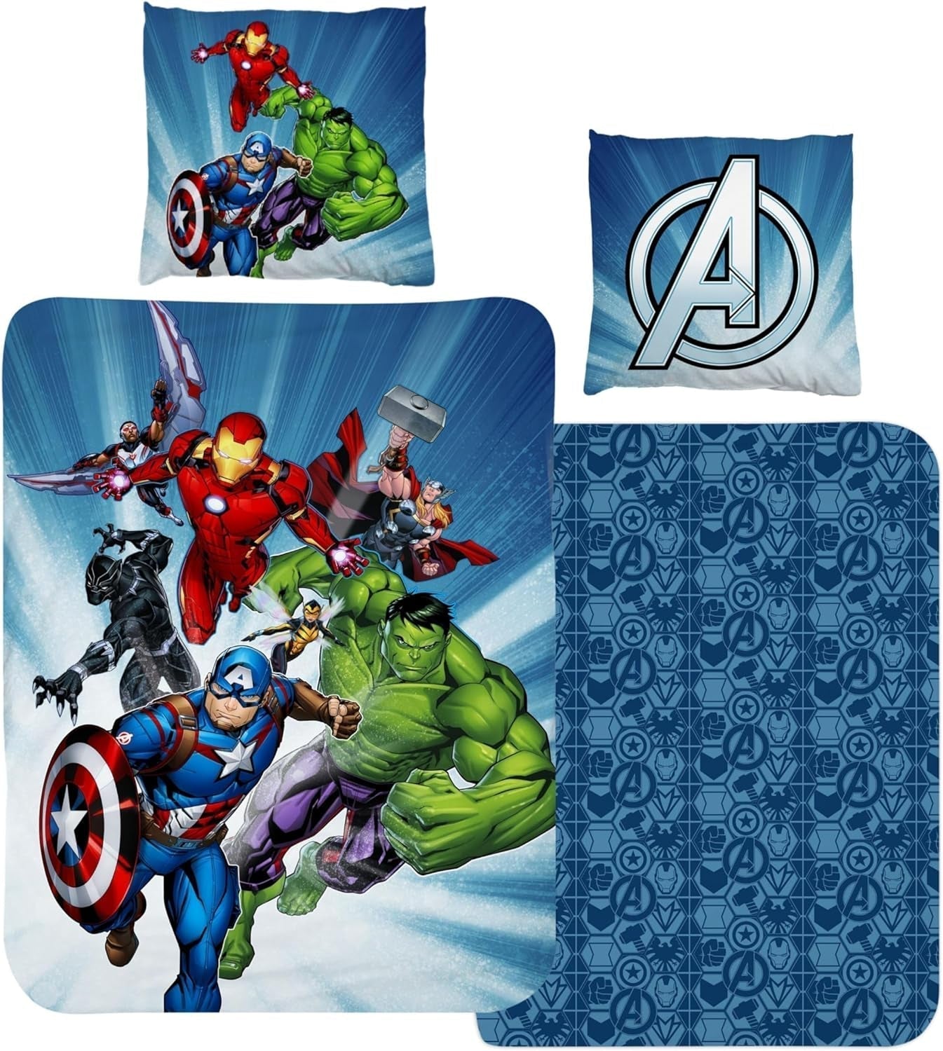 Kinderbeddengoed, diverse stripfiguren, 100% katoen Beddengoed - kinderen Naty Shop Avengers