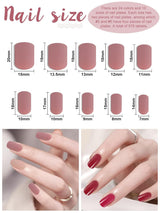EBANKU 576 stks korte druk op nagels met nagellijm, 12 kleuren korte matte kunstnagels, 8 korte glanzende kunstnagels, 4 glitter kunstnagels
