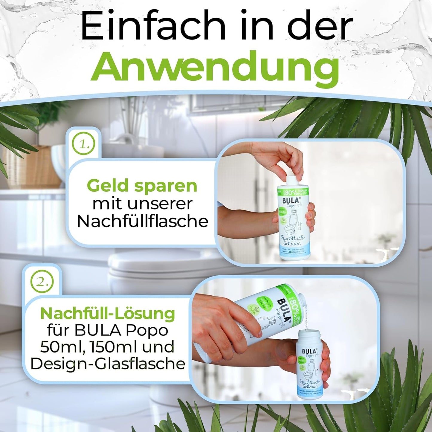 BULA® Popo navulfles (750 ml) ENKEL OM onze 150 ml en 50 ml flessen bij te vullen! | Vervangt tot 1.000 doekjes! | Met ingrediënten van natuurlijke oorsprong