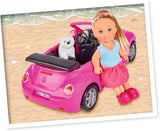 Simba 105731539 - Evi Love Beetle Evi's, Evi met auto, auto: 22 cm, met hond, modepop, 12 cm, voor kinderen vanaf 3 jaar