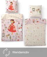 Skybrands Bettwäsche Prinzessin 135X200 [Mit Beutel] Einhorn Mädchen Bettwäsche Baumwolle 2 TLG. 1X Bettbezug 1X Kissenbezug Naty-winkel