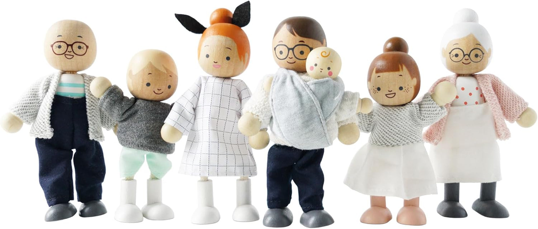 - Meine Familie met 4 puppen – Holz, Stoff – P053
