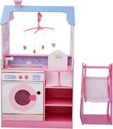 Olivia'S Little World Teamson Kids 18 inch babypoppen Houten poppenhuis Dubbelzijdig kinderkamer TD-11460W Poppenhuizen Naty Shop