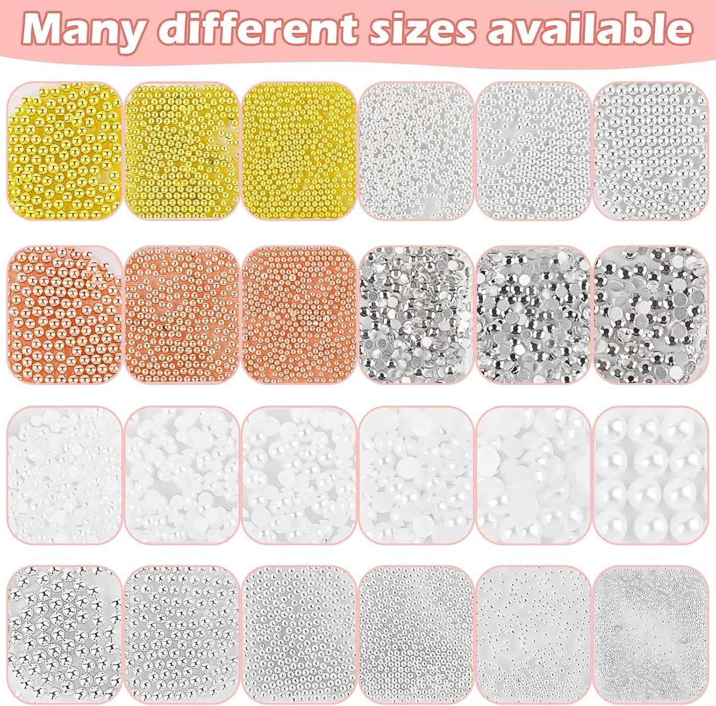 2 Boxen Nail Art Strasssteine, Mit Pincet Nägel Flatback Perlen Nail Charms Mit Kristallen Nagelzubehör Diamanten Edelstahl-Perlen Für Nagelschmuck