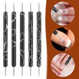 5 Stück Nail Design Dotting Tools Nagelkunst Werkzeug Nagelpunkt Pinsel Punktierung Stift Marbleizing Werkzeug Für Nagelack Maniküre, Zwart