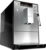 Melitta Solo & Milk - volautomatische slanke koffiemachine met melkopschuimer, koffiemachine met afneembaar waterreservoir, b.v. koffie of cappuccino, zilver