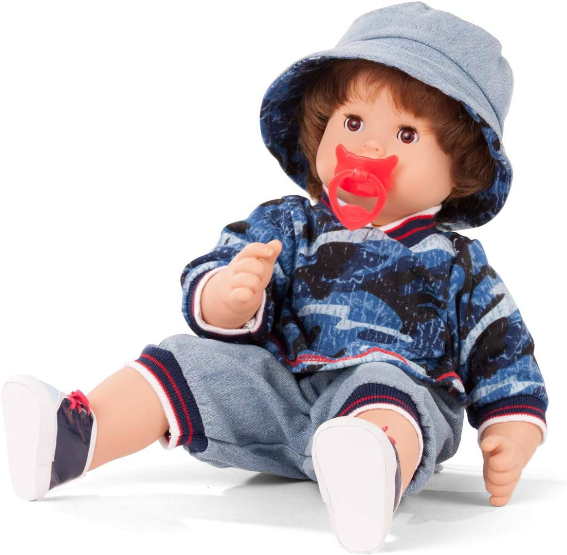 Götz 2027100 Maxy Muffin Fashionisto pop - babypop van 42 cm met slaperige bruine ogen, bruin haar en zacht lichaam - pop met zacht lichaam in een set van 8