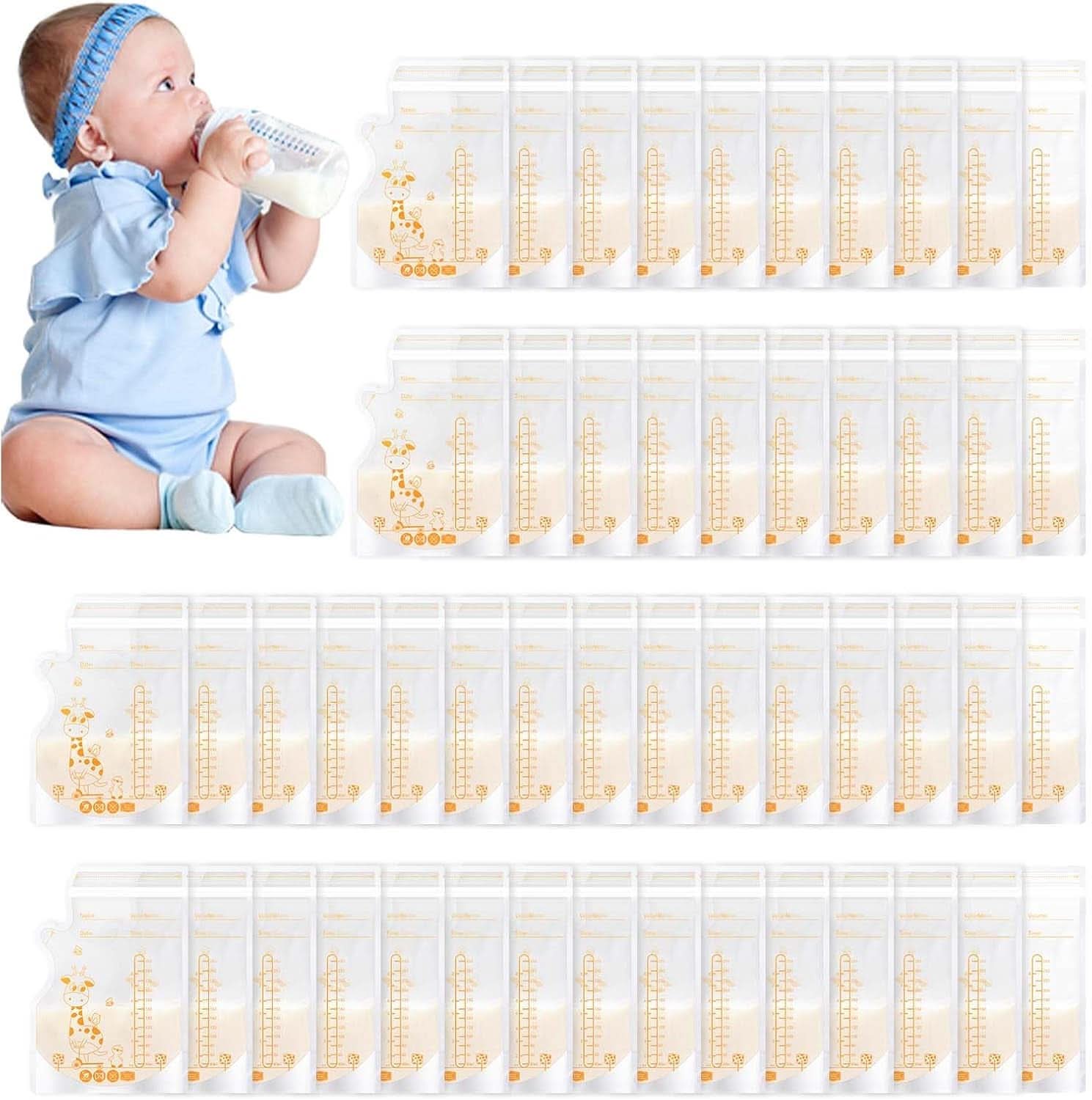Vinabo 50 Stück Muttermilchbeutel, 250 ml Bpa-vrije Muttermilk-opbergtas, Milchbeutel Für Muttermilch Mit Ausgießer Für Das Stillen, Selbststehender, Kann Eingefroren Werden, Vorsterilisiert Accessoires Voeding en borstvoeding Baby Naty Shop