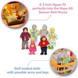 Hape Doll Family Bekroonde popfamilieset Unieke houten poppenhuisaccessoire Fantastisch spel 6 poppenfamilieleden Naty Shop-poppen