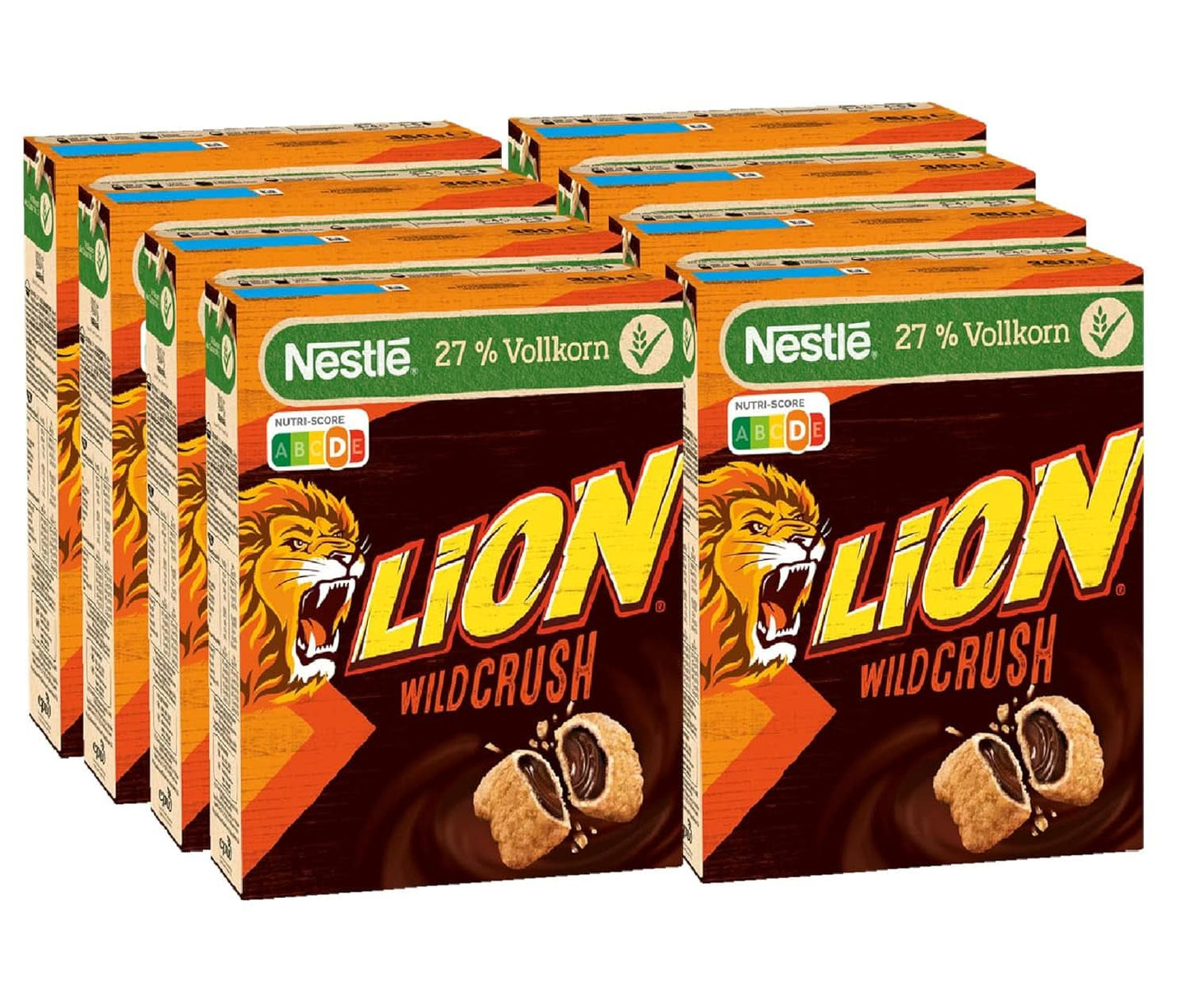LION Wildcrush ontbijtgranen, chocolade en karamel Ontbijtgranen, verpakking van 8 x 360 gram Naty Shop Standaardtitel