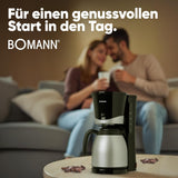Bomann® koffiezetapparaat met thermoskan | voor 8-10 koppen koffie | zonder temperatuurverlies | koffiezetapparaat met filter | 1 liter | Espresso | Filterkoffiezetapparaat met thermoskan | KA 168 zwart