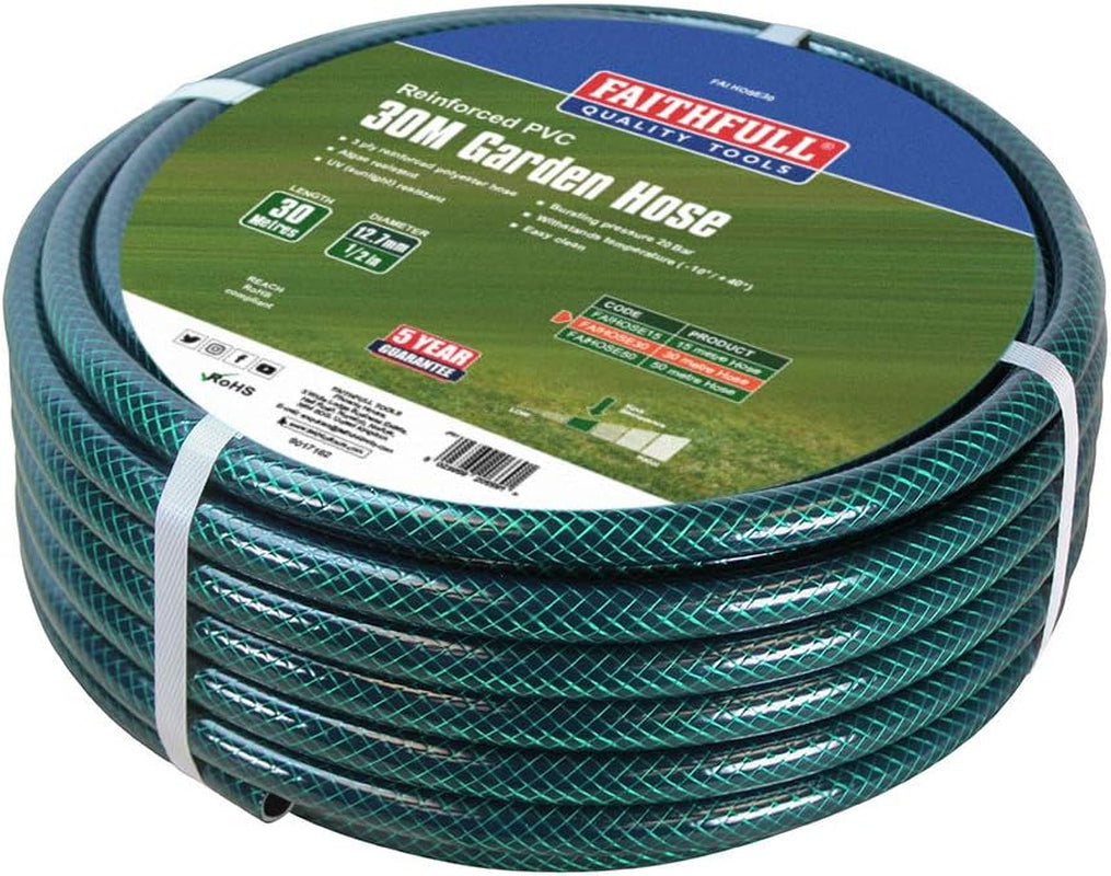 Faithfull tuinslang 50 m (164 ft) versterkt 12,7 mm (1/2 inch) diameter - zware PVC-buis, groen