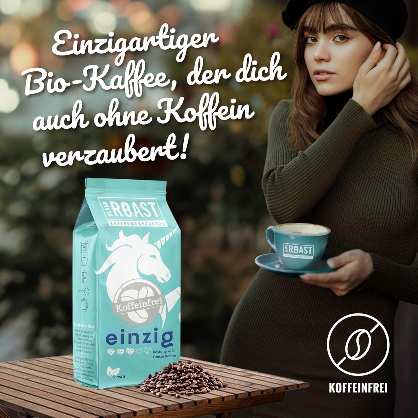 Blank Roast - EINZIG - 1kg - Kaffeebohnen kafeinfrei - 100% Arabica aus Peru - schonend & umweltfreundlich entkoffeiniert - säurearm mit voller Crema - ideaal voor jede Zubereitungsart