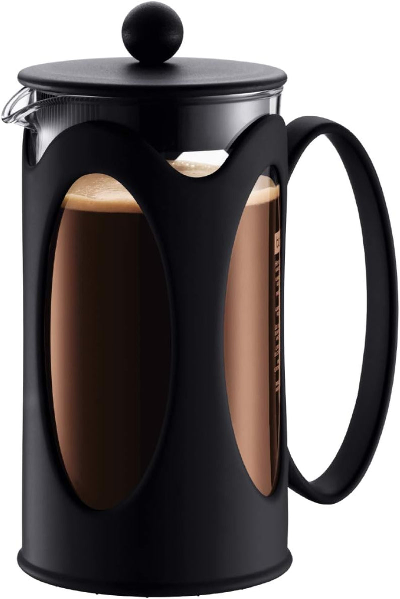 Bodum Kenya Koffiezetapparaat - 1L / 8 Kopjes - Handmatige Franse pers borosilicaatglas en roestvrij staal - Vaatwasmachinebestendig - Gemaakt in Portugal