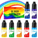 Vetoplosbare chocoladekleurstof - regenboogkleuren, op olie gebaseerde kleurstof voor fondant, taartdecoratie, bakken - vloeibare kleurstof voor cacaoboter, botercrème - elk 12 g
