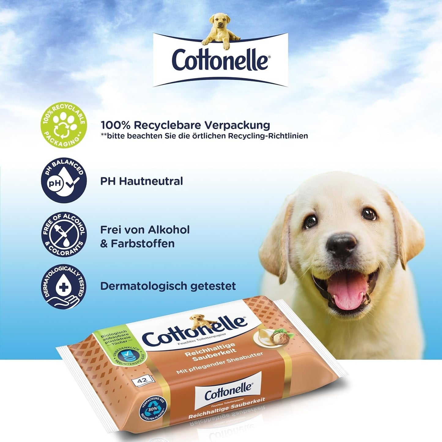 Vochtige doekjes, My Spa Experience - Kasjmier en Sheaboter, Biologisch afbreekbaar, Plasticvrij, Hersluitbaar, Voordeelverpakking, 12 X 42 Vochtige doekjes