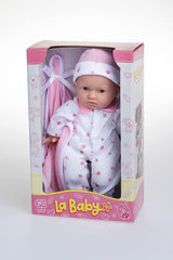 JC Toys La Baby Kaukasische babypopset - Zachte wasbare pop van 28 cm, afneembare roze outfit met hoed, deken en fopspeen, voor 12 maanden en ouder Poppen Naty Shop