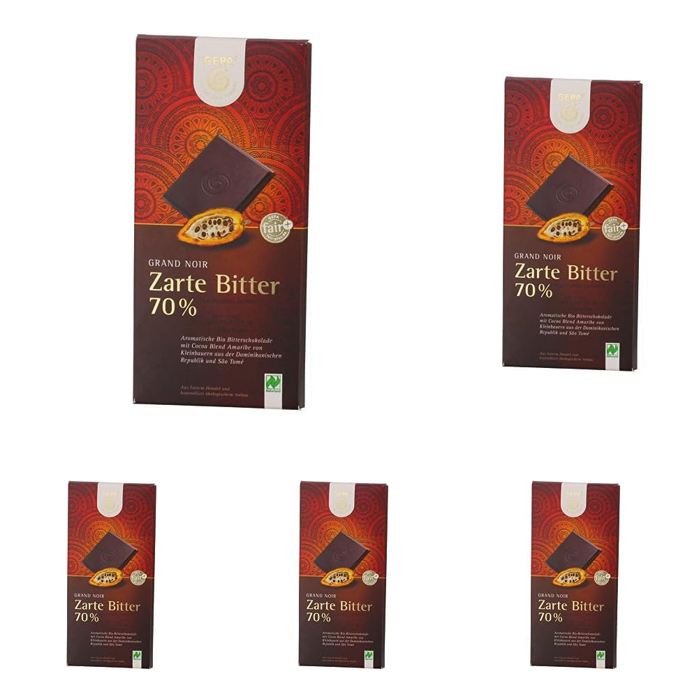 - Pure chocolade Grand Noir - 70% biologische chocolade DE-ÖKO-013 - 100g (pak van 5)