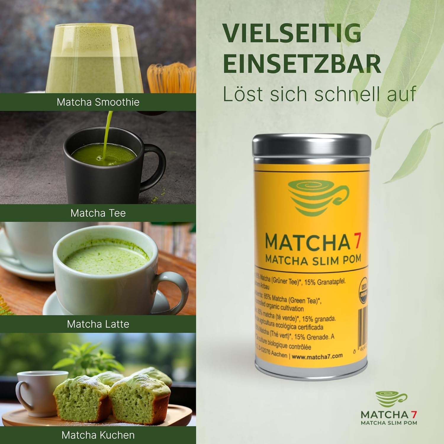 ® Ceremonial Matcha Powder X Granaatappel 100G [Ondersteunt gewichtsverlies en stofwisseling] - Groene thee voor een actieve en gezonde levensstijl - Groene thee zonder toevoegingen (puur en natuurlijk)