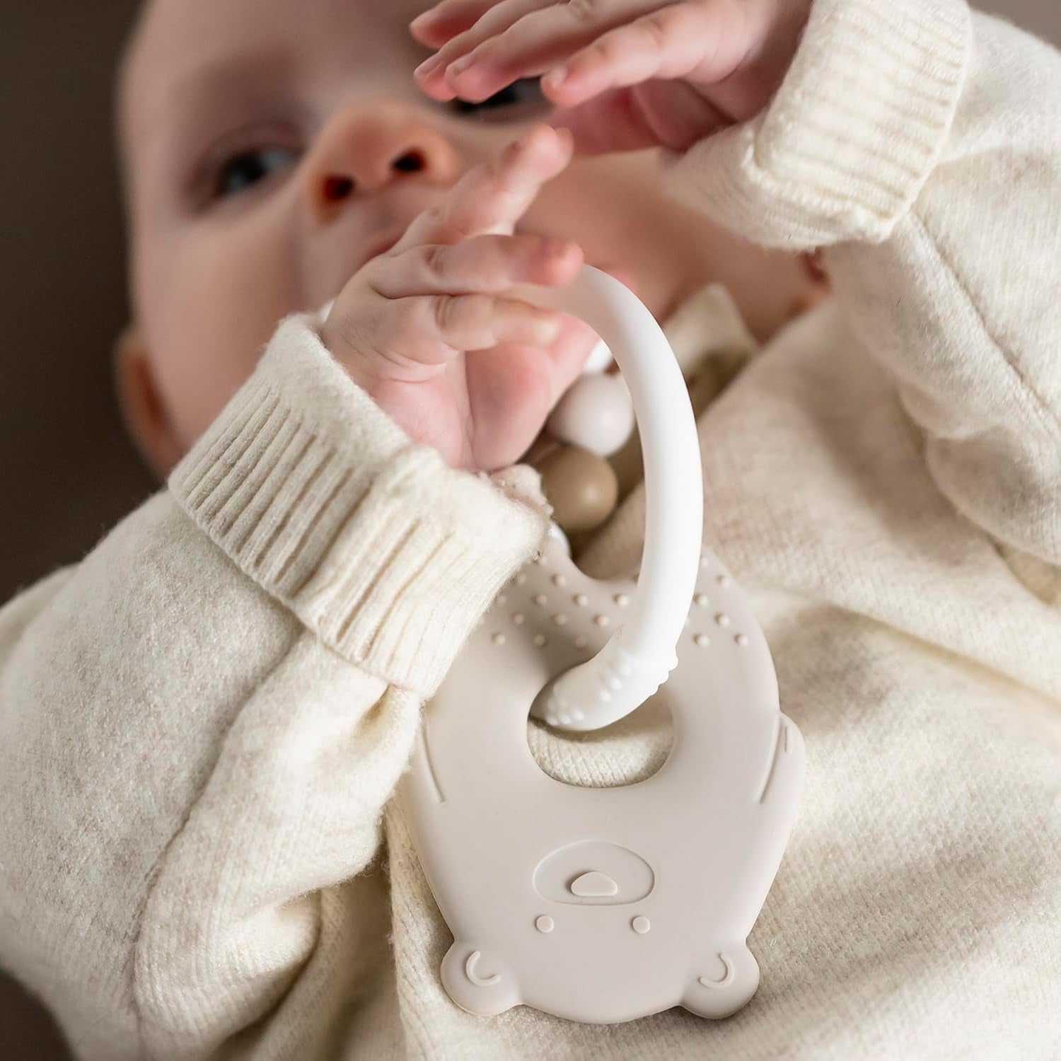 Nattou Siliconen Bijtring Teddybeer BPA-vrij Ca. 13 cm, siliconen, kleikleuren