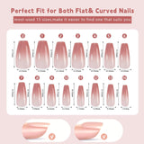150 stuks gradiënt kunstnagels kit - 5 kleuren ombre ontwerp zelfklevende kunstnagels - volledige dekking voor vrouwen en meisjes - glanzende kunstnagels voor doe-het-zelf-manicure (vierkant)
