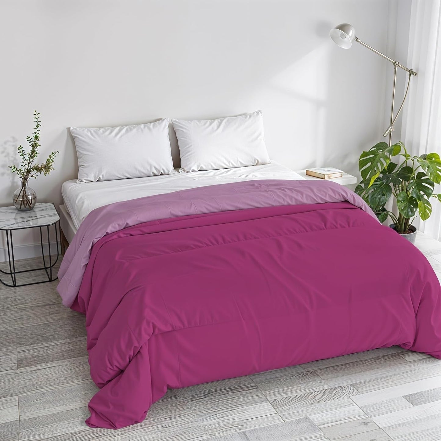 Basic winterdekbed, uni en gewatteerd, donkergroen/crème, 200X245Cm Naty Shop dekbedden en dekbedden Fuchsia/Lila 250X245Cm
