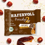 Hafervoll Porridge2go Pindakaas en noten, 13 repen x 55g - Veganistisch, biologisch, glutenvrij, geen toegevoegde suikersnack, met haver, dadels en quinoa-snoepjes