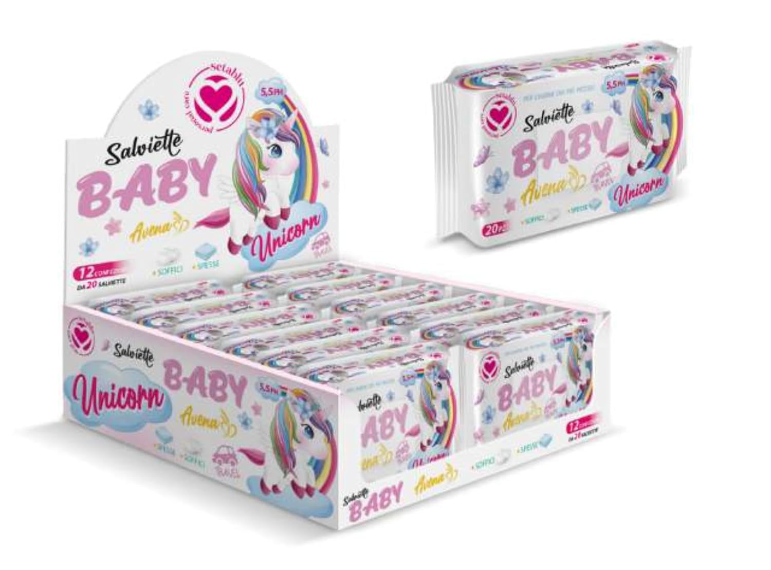 20 stuks haver eenhoorn patroon babydoekjes zoals afgebeeld
