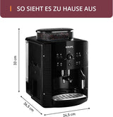KRUPS Arabica Picto automatische espressomachine, compact ontwerp, eenvoudig te gebruiken, intuïtief verstelbare draaibediening, melkopschuimer, 2-kops functie, espressomachine, zwart, EA810870
