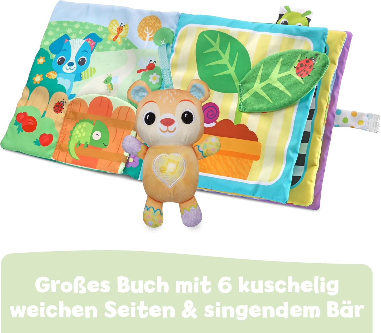 VTech Baby Mijn grote pluchen boek - Tast- en voelboek/boek met muziek en geluiden - Stoffen boek met bewegende elementen - Speelgoed voor motorische en sensorische vaardigheden - Voor baby's en kinderen van 3-24 maanden Bebe Naty Shop Speelgoed