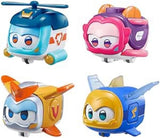 Super Wings Super Pets 4 stuks Shine, Golden Boy, Jerome, Ellie Verwisselbare gezichtsuitdrukking Bliksemeffect Draagbaar speelgoed voor 3 4 5 6 7 8 jaar oude jongensmeisjes 2 inch actiefiguren Naty Shop 4-pack A
