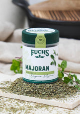 Fuchs Gewürze - Marjolein gerebelt - zum Würzen von Kartoffelgerichten, Fleischgerichten oder Eintöpfen - natuurlijke ingrediënten - 10 g in wiederverwendbarer, recyclebarer Dosis