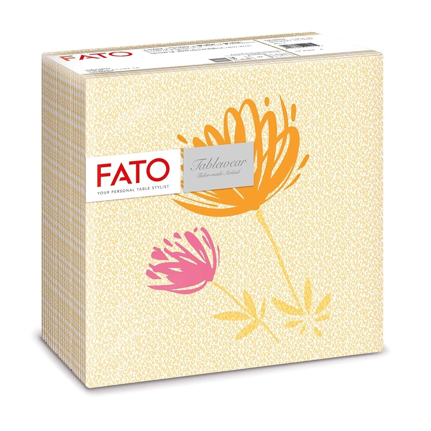 Fato - Droogpapieren servetten, airlaid, textieleffect, verpakking van 50 servetten, 40X40 gevouwen in 4-formaat, Tropicana Decor