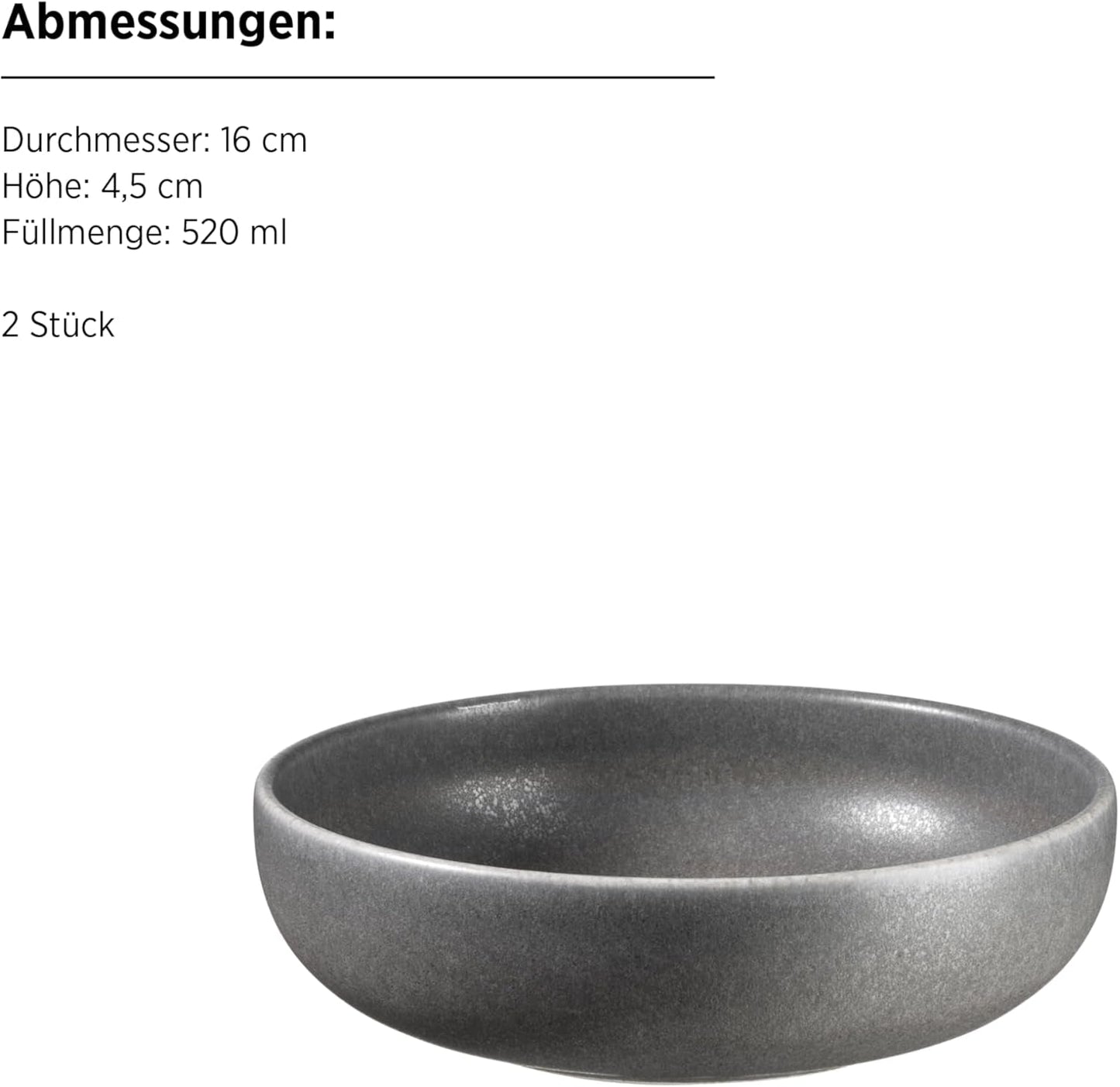 MÄSER Unico-serie, serviesset voor 2 personen, tijdloos, elegant, 8-delig keramisch servies, steengoed, antraciet