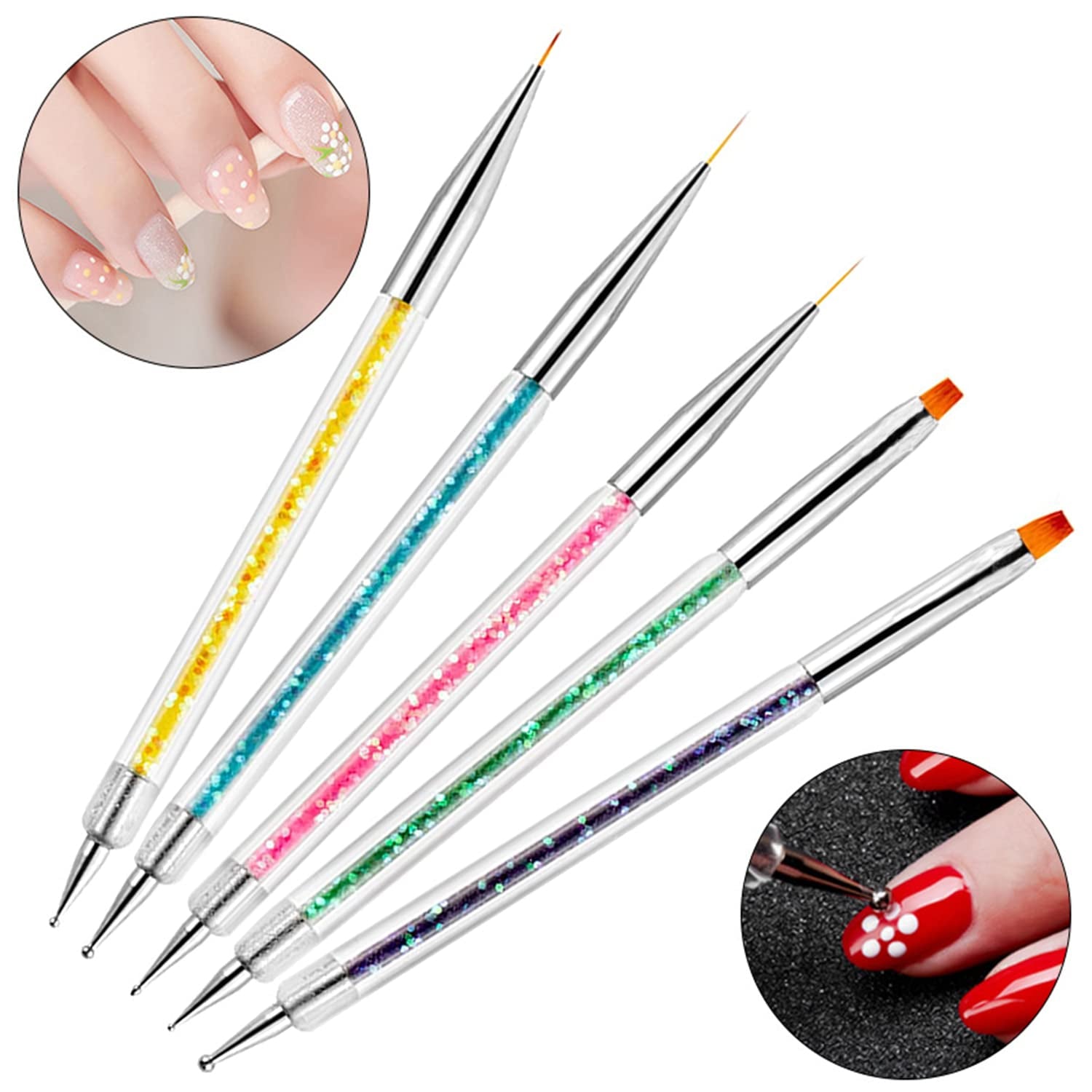 Nagel Pinsel 5 Stück Nagel Art Fineliner Pinsel, Nagel Pinsel Set Pinsel voor Nagellack Nagelborstel Nagellack Pinsel Art Pen voor DIY Nail Art Design. (Verf-1)