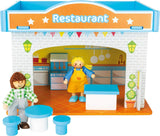 Small Foot 10852 Speelhuis Restaurant Van hout, Met 2 poppenfiguren, accessoires en afneembaar dak, Vanaf 3 jaar Poppenhuizen Naty Shop Restaurant