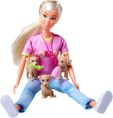 Simba Steffi Love Dog Trainer, speelgoedpop als hondentrainer met training, 3 honden en accessoires, 29 cm, vanaf 3 jaar