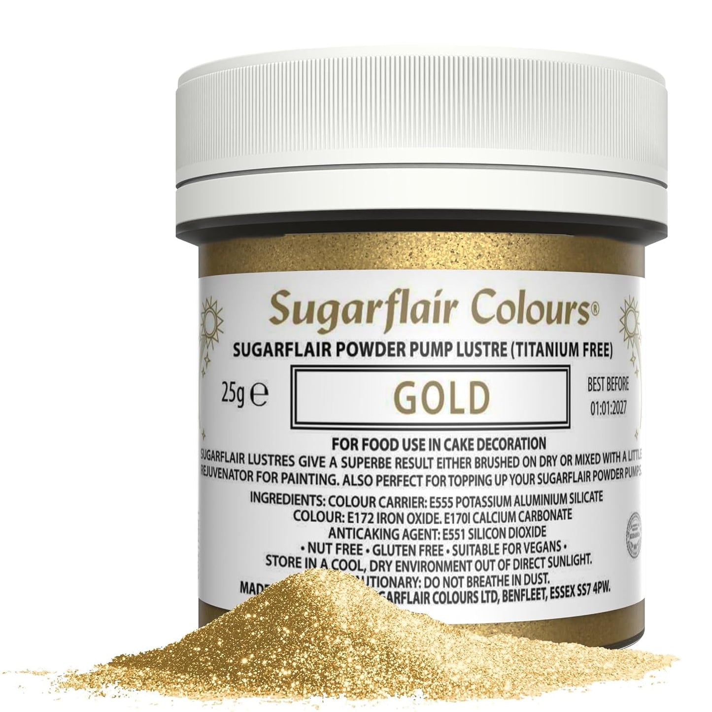 Sugarflair Pump Refill Gold - Pompspray Voedselkleuring Navulverpakking - 25 g