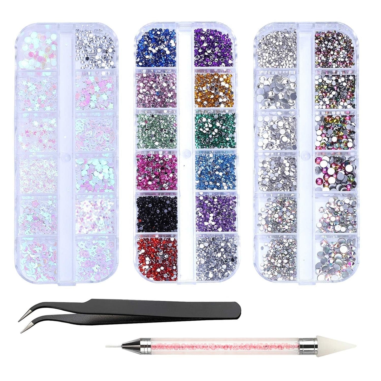4200 Stück Strasssteine ​​Für Nägel, Nagelglitzer, Pailletten, Nagelaufkleber Mit Kristallen, Nagel-Edelsteinen, Diamanten Für Nagelkunst, Einschließlich Wachsstift Für Strasssteine ​​Und Strass-Picker