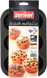 Zenker 6Er Muffinform Zwart Metallic, 275X190X30 Mm, Teflon Classic Antihaftbeschichtung, Hitzebeständig Bis 230°C, Leichte Reinigung, Ideal Für Köstliche Muffins Vormen en bakplaten Naty Shop